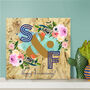 Personalised Wood Anniversary Floral Initials Print, thumbnail 3 of 5