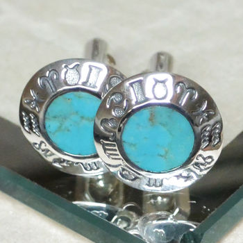 Turquoise Sterling Silver Gemstone Cufflinks, 2 of 2