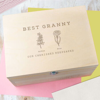 Personalised Birth Flower Memory Box Birthday Gift For Gran, 2 of 12