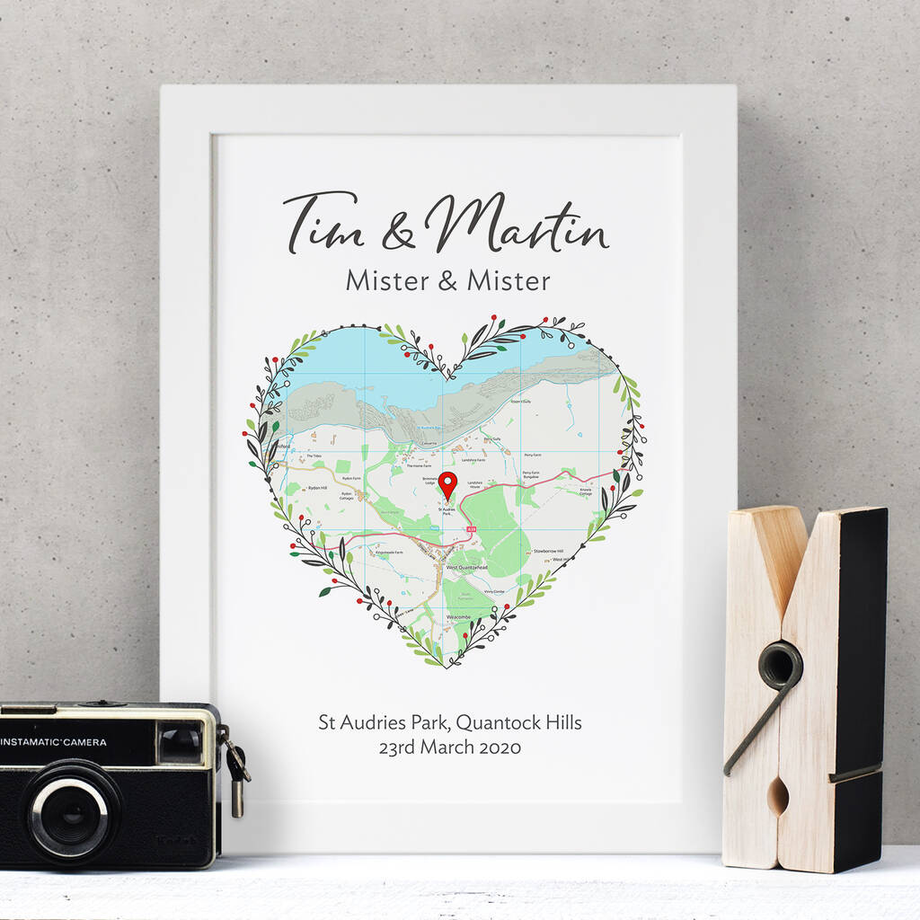 Personalised Map Print For Same Sex Couples, 1 of 2