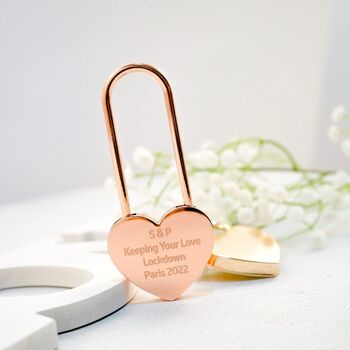 Custom Heart Shaped Love Padlock With Key, 5 of 6