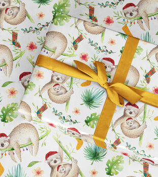 Christmas Sloth Gift Wrapping Paper Roll Or Folded, 3 of 3