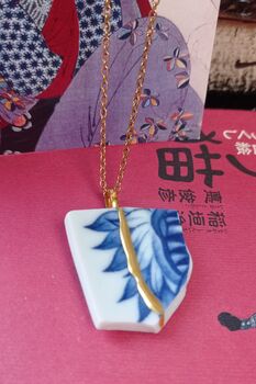 Japanese Kintsugi Pendant With Dragon Detail, 2 of 4