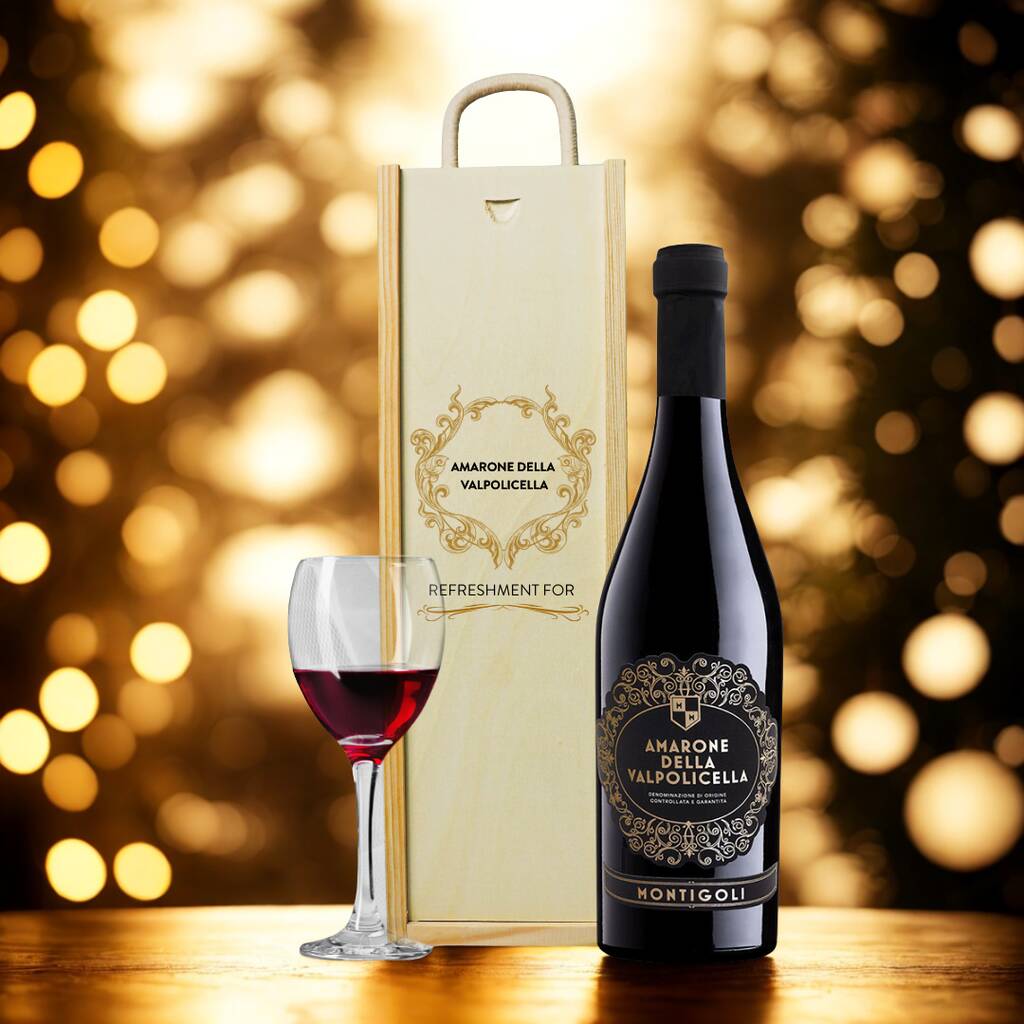Personalised Montigoli Amarone Della Valpolicella Gift Set Luxury Italian Red Wine Gift For Him Or Her, 1 of 3