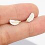 Sterling Silver Dainty Feather Stud Earrings, thumbnail 4 of 11