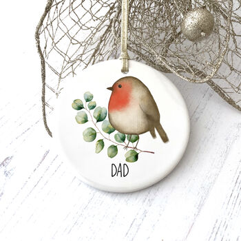 Red Robin Personalised Ceramic Bauble, 3 of 5