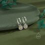 Aster Flower Charmed Hoop Earrings In Sterling Silver, thumbnail 7 of 11