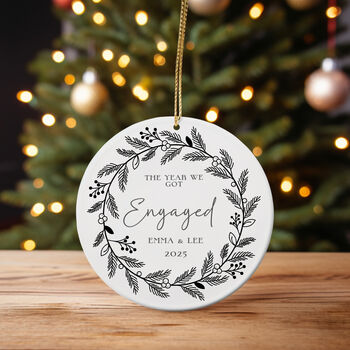 Personalised Engaged Couple Christmas Tree Bauble, 2 of 4