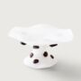 White Glass Pedestal Bowl With Polka Dot Detail, thumbnail 1 of 2