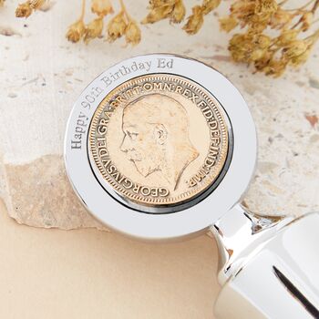 90th Birthday 1933 Farthing Coin Bottle Stopper, 3 of 11