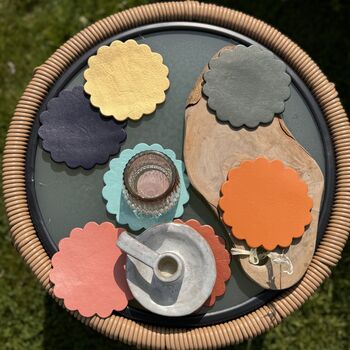 Scalloped Leather Coasters, 5 of 9