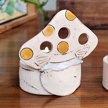 Handmade Pottery Toadstool Mushroom Tea Light Holders, 3 of 7