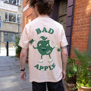 Bad Apple Unisex Printed T Shirt In Peach, 3 of 5