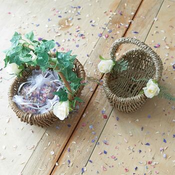 Seagrass Flower Girl Basket For Confetti, 2 of 3