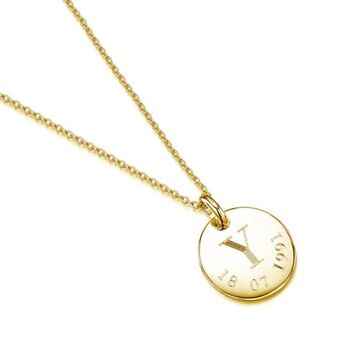 Personalised 18 K Gold Plated Initial And Date Necklace, 2 of 12