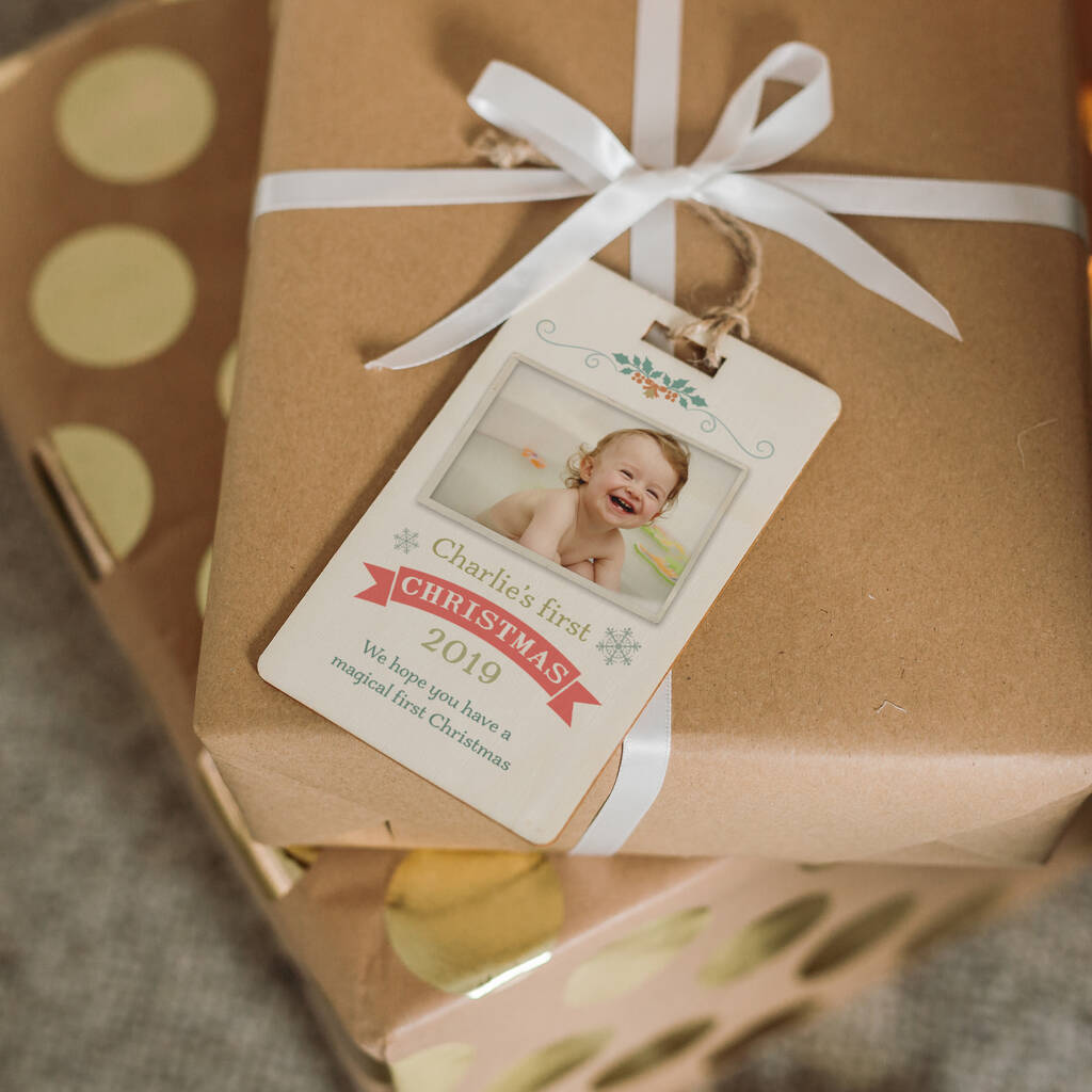 Baby's First Christmas Wooden Tag Keepsake Decoration By ...