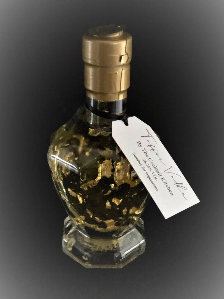 Homemade Toffee Vodka With Edible Gold Flakes By The Cocktail Kitchen