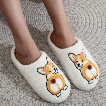 Cute Corgi Slippers With Pom Pom Tail, 2 of 6