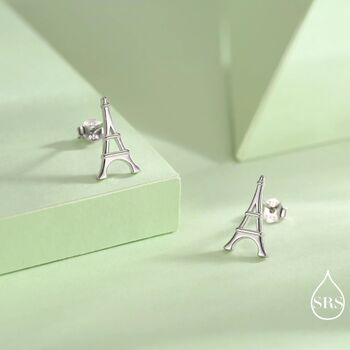 Sterling Silver Eiffel Tower Stud Earrings, 2 of 12