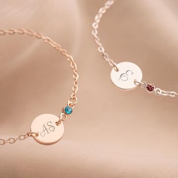 Initial Disc And Mini Colette Birthstone Bracelet, 2 of 8