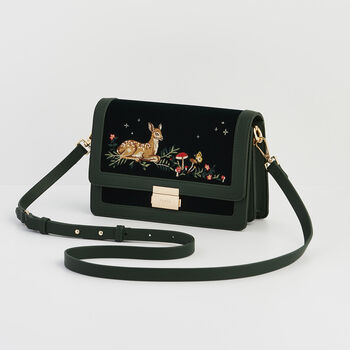 Fawn Embroidered Green Crossbody Bag, 4 of 7