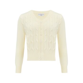 Cable Knit Cardigan In Cream Vintage 1940s Style, 2 of 2