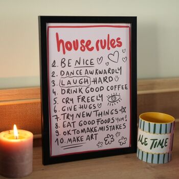House Rules Print Cozy Home Gift Idea, 2 of 4