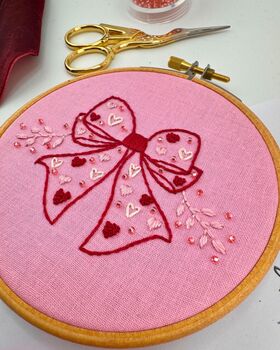 Pink Beaded Bow Embroidery Kit, 2 of 6