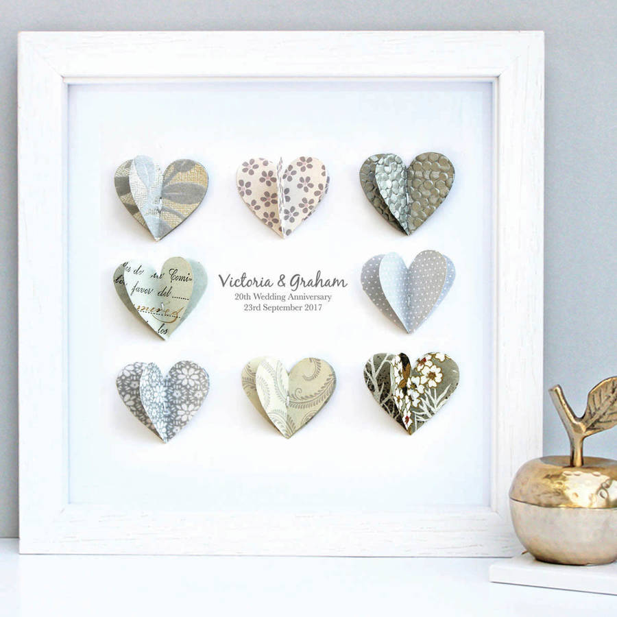 personalised silver anniversary  paper  hearts by sweet 