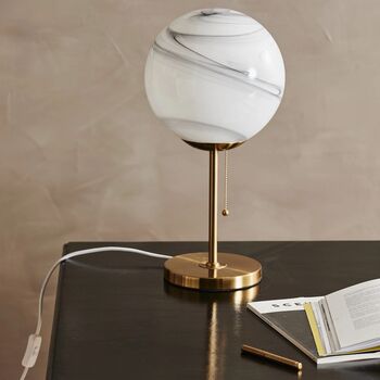 Fauna Marbled Glass Globe Table Lamp, 4 of 5