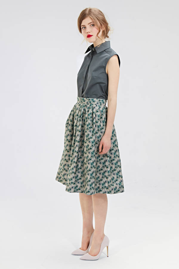 knee length pleated skirt by mrs pomeranz