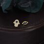 Sterling Silver Hamsa Hand And Evil Eye Stud Earrings, thumbnail 2 of 12