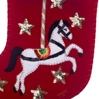 Carousel Horse Sequin Christmas Stocking, 3 of 3