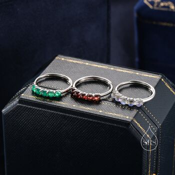 Sterling Silver Natural Garnet Half Infinity Ring, 6 of 12