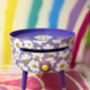 Lilac Daisy Round Wooden Side Table With Drawer, thumbnail 7 of 11