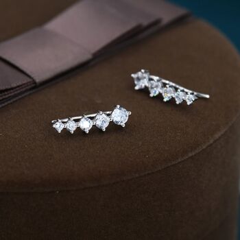 Cz Crystal Crawler Earrings In Sterling Silver, 3 of 12