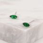 Sterling Silver Emerald Green Marquise Stud Earrings, thumbnail 2 of 12