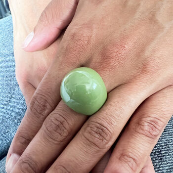 Olivine Green Dome Resin Ring, 2 of 6