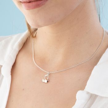 Sterling Silver Cherry Charm Necklace, 2 of 8