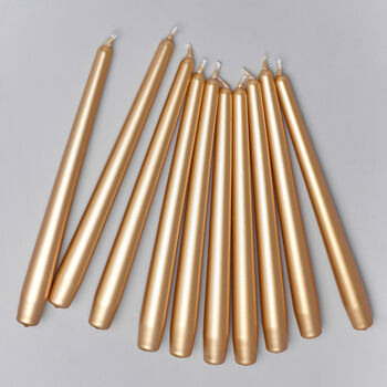 G Decor Velaré Brass Gold Set Of Two, 10 Or 20 Tall Hand Finished Opaline Dinner Candles And Taper Candles, 2 of 3