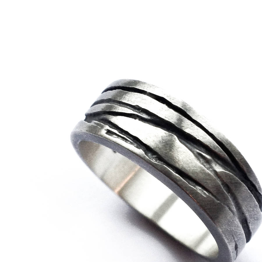 Silver Texture Bound Ring By Sarah Sheridan Designs