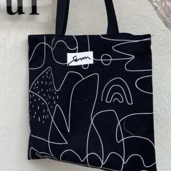 Black Minimalist Monochrome Pattern Small Tote Lunch Bag, 3 of 7