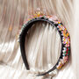 Gem Detailed Floral Headband In Black, thumbnail 3 of 4