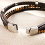 Men's Personalised Brown Leather Stainless Steel Tigers Eye Bracelet, thumbnail 4 of 6