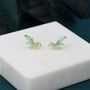 Green Opal Marquise Cluster Stud Earrings, thumbnail 2 of 12