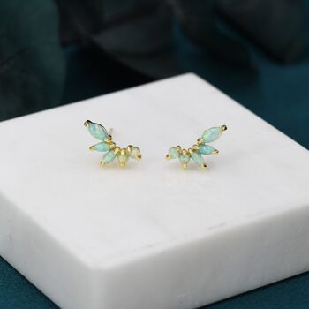 Green Opal Marquise Cluster Stud Earrings, 2 of 12