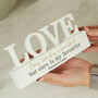 Personalised Black And Gold Text Love Block Sign Ornament, thumbnail 3 of 4
