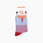 Embroidered Lobster Combed Cotton Socks In Blue/Red, thumbnail 4 of 4