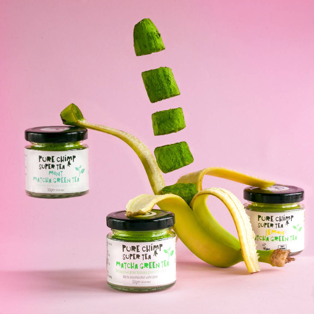 matcha green tea gift set / three x 50g jars by purechimp