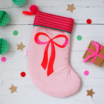 Personalised Bow Bright Christmas Stocking, 5 of 8